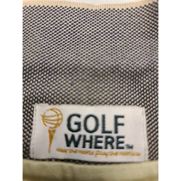 Golf Where Men's Large Tan Mercerized Cotton Short Sleeve Polo Shirt Grey Trim - Picture 3 of 13